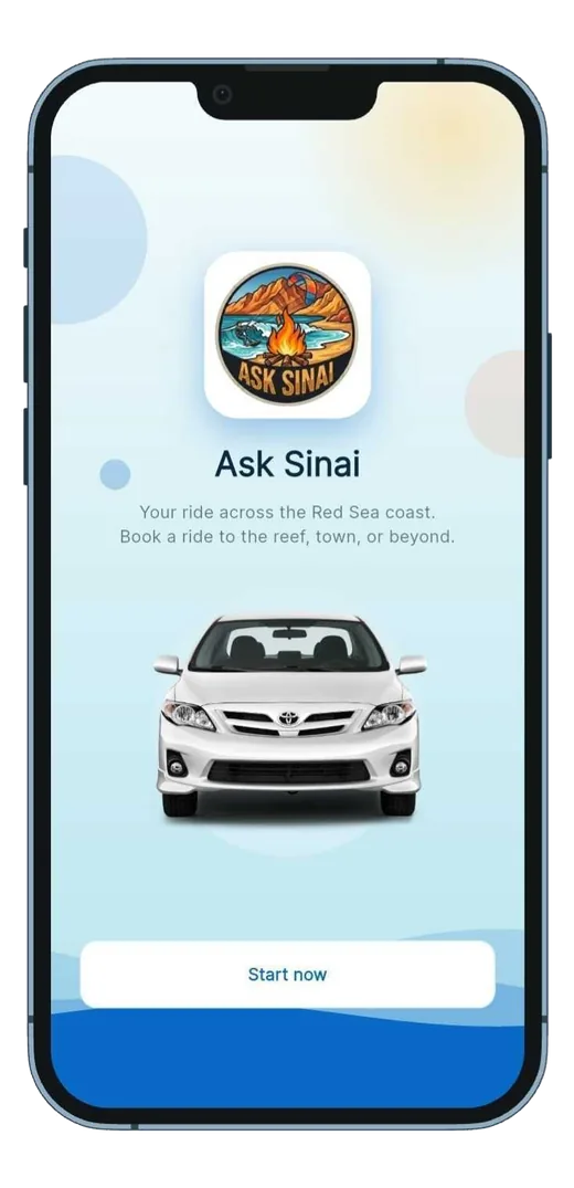 Ask Sinai app welcome screen with the Start now button