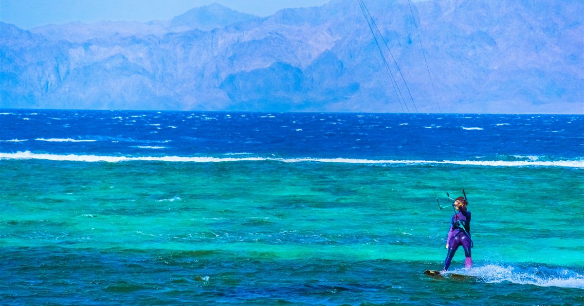 Kitesurfer on the water in Dahab
