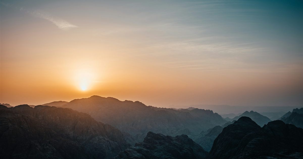 Mountain ridges viewed from Mount Sinai at dawn