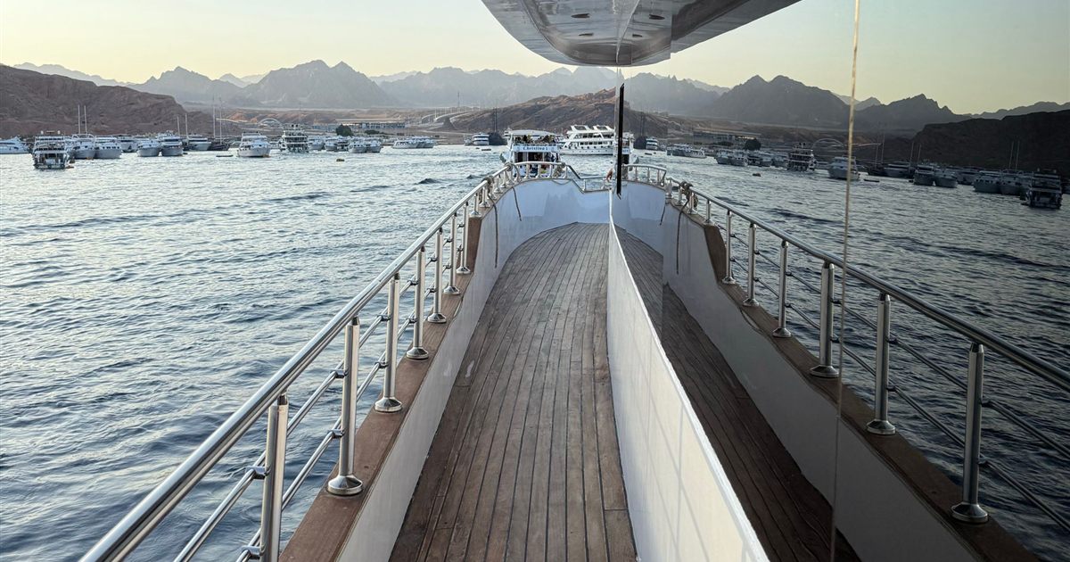 Yacht deck and the Red Sea in South Sinai; representative boat photo